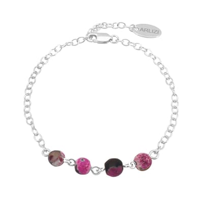 ARLIZI 2243 Armband roze vuuragaat kralen - sterling zilver - 20 cm