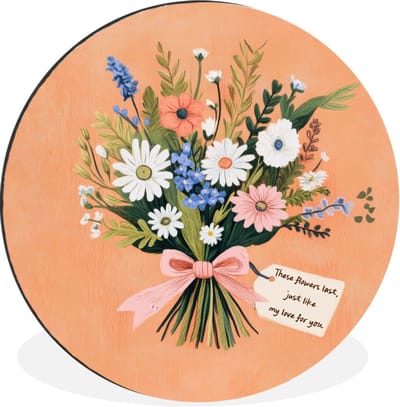 WallCircle - Wandcirkel - Muurcirkel - Boeket - Strikje - Quote - Aluminium - Dibond - 30x30 cm - Binnen en Buiten