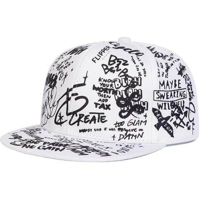 Unisex Zwart en wit Letter Graffiti Print Hip-hop Hoeden Lente Herfst Buiten Verstelbaar Casual Baseballpetten Zonbescherming Hoed wit