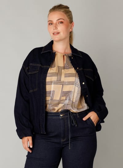 YEST CURVE Fernanda Cover ups - Denim Dark Rinse - maat 3(52)
