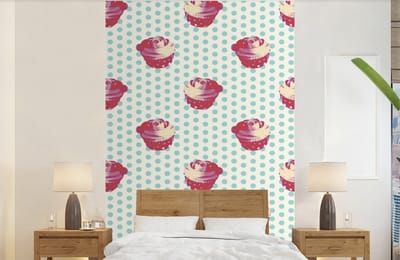 Behang - Fotobehang Patronen - Cupcake - Eten - Breedte 140 cm x hoogte 220 cm
