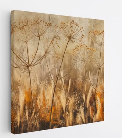 Saammp Canvas Schilderij - Kleurrijke vintage planten - Natuur - Abstract - 20x20 - Foto op canvas - Wanddecoratie - Muurdecoratie Woonkamer - Kantoor Decoratie