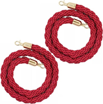 Gedraaide Wachtrijtouwen - Barrièretouwen VIP - Evenementen Menigtecontrole - Duurzaam Polyester Materiaal - 2 Stuks 1.5 Meter - Rood Wit
