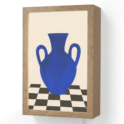 Wandlamp 20x30 cm - Oplaadbaar - Vaas - Blauw - Geblokt - Modern - Wandlampen binnen woonkamer - Slaapkamer lamp met kabel - Decoratieve nachtlamp - Vloerlamp snoer