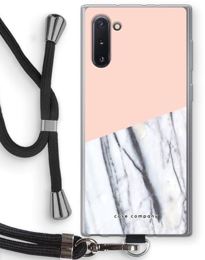 Case Company® - Hoesje met koord geschikt voor Samsung Galaxy Note 10 hoesje met Koord - A touch of peach - Telefoonhoesje met Zwart Koord - Bescherming aan alle Kanten en Over de Schermrand
