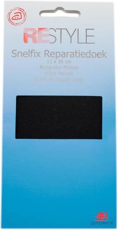 Reparatiedoek Strijkbaar - Zwart - 11 x 36 cm