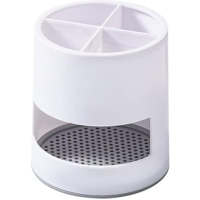 Support de brosse à dents ventilé anti-moisissure, petit support de pot de brosse à dents robuste pour un rangement facile dans la salle de bain, organisateur de brosses cosmétiques blanc