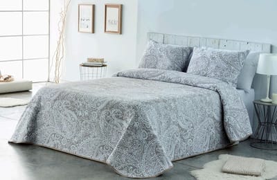 Lichte sprei Sofia 29 met kasjmier design voor eenpersoonsbed 90 cm | sprei kasjmier 90 | sprei Paisley 180 x 270 cm, taupe