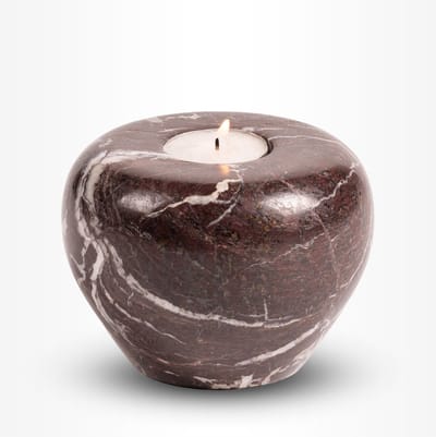 Natuursteen Urn Waxinelichtje Klein 100 ml Bruin Wit - Urn voor Menselijke As - Crematie Urn voor As Volwassenen - Dieren Urn voor As Crematie - Urn Hond - Urn Kat