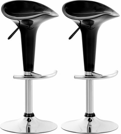 CLP Saddle Set van 2 barkrukken - Verstelbaar - Voetsteun - Kunststof - zwart