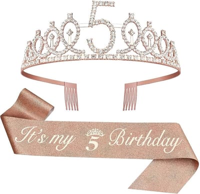 Joya Party® Verjaardagsset | Kroontje en Sjerp | Verjaardag | Verjaardagsfeest | Versiering Kinderfeestje | Leeftijd 5 jaar