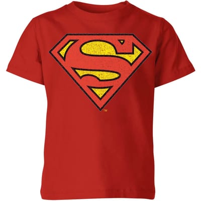 Official Superman Crackle Logo Kids' T-Shirt - Red - 98/104 (3-4 jaar)