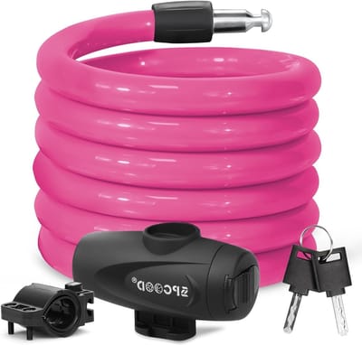 Veiligheidsfietsslot 120cm/12mm, Hoge Beveiliging Kabelslot met 2 Sleutels, Antidiefstal Fietsslot voor Fiets, Driewieler en Scooter (Roze)