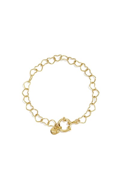 Armband met Frontsluiting en Hartvormige Schakels - Verkleurt niet - Cadeau - Goudlief.nl
