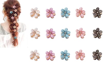 Dailygoods- Haarclips 15 Stuks - Kristallen Haarspelden - Bloemvorm - Kunststof/Acryl - Antislip Tanden - Duurzaam Ontwerp