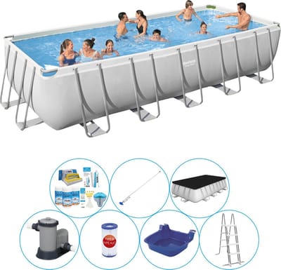 Power Steel Rechthoek 640x274x132 cm - Zwembad Combi Deal
