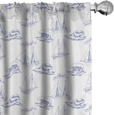 ABAKUHAUS Marine gordijnen – 2x75x225 cm – microvezel, indigo/wit