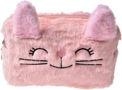 Juleeze Toilettas Dames 18x8x10 cm Roze Synthetisch Rechthoek Kat Make-Up Tasje