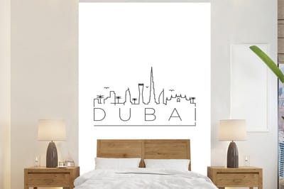 Behang - Fotobehang Skyline "Dubai" wit - Breedte 200 cm x hoogte 300 cm