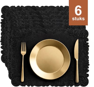 Cliste Lederlook Placemats Set van 6 – Antislip Placemat van Kunstleer - Waterafstotende Onderlegger - Onderzetter - 45 x 30 cm