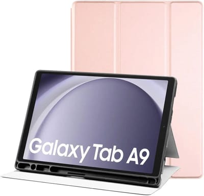 Tablet Hoes Geschikt voor Samsung Galaxy Tab A9 | Luxe Tri-Fold Book Case | Kunst Leren Bescherm Hoes | Standaard Functie | Roze