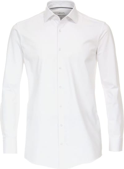 VENTI modern fit overhemd - jersey - wit - Strijkvriendelijk - Boordmaat: 40