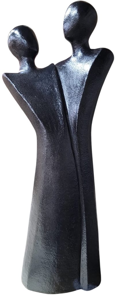 Sculptuur het liefdespaar - handgemaakt -beeld vol liefde 15x10x38 cm- zwart