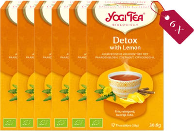 Yogi Tea Detox with Lemon - Biologische Kruidenthee met Citroen, Zoethout en Gember voor Ontgifting en Verfrissing - Tray van 6 Stuks
