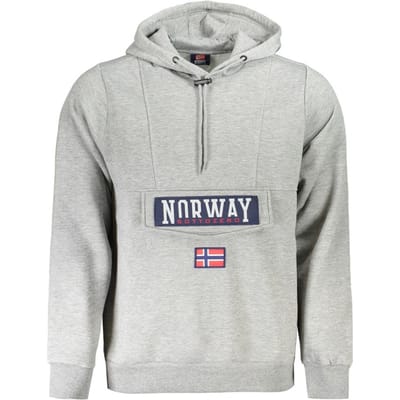 Noorwegen 1963 Grigio Katoenen Heren Sweatshirt met Kap