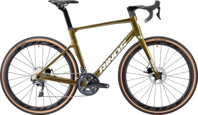 Rinos Sandman 5.0 Carbon- GravelFiets - Gravel bike - met SHIMANO Ultegra R8000 - 22 versnellingen en schijfremmen - lichte fiets voor dames en heren - Wielen van koolstofvezel - 700 x 40C - Kameleon Goud-Groen 56 cm