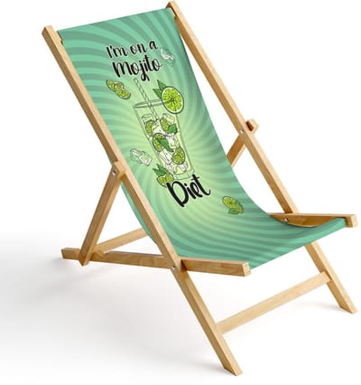 FEROCITY - Opklapbare ligstoel - Houten - strandstoel met afneembare hoes - 120 x 58 x 45 cm - Birke - Mojito Dieet