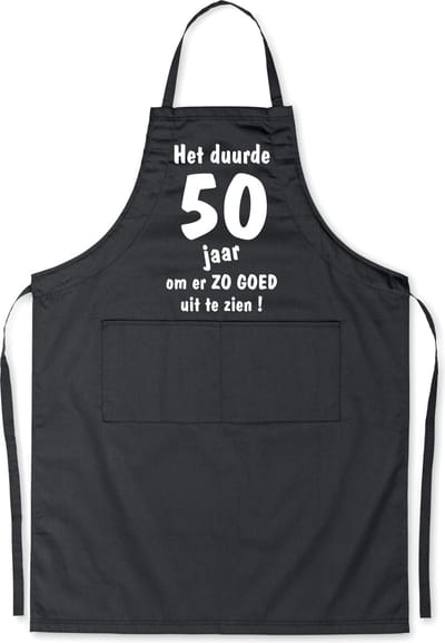 Mijncadeautje - Luxe Keukenschort - Het duurde 50 jaar - Unisex - Zwart - Leeftijd