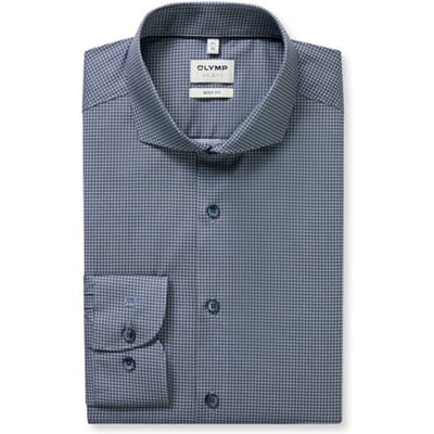 OLYMP Level Five Overhemd, Body Fit, Cutaway, Marineblauw