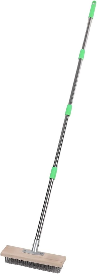 Vloer Schrobborstel - Terras Bezem - Hardnekkig Vuil Verwijderen - Verstelbare Lengte - 63 Inch Steel