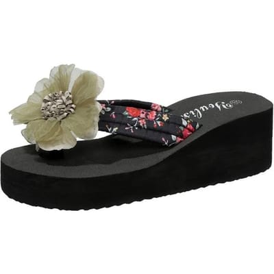 Lichte Schoenen Dames Slippers Dames Slippers Grote Maten Casual Sandalen Dames Bloemenprint Platform Sleehakken Dames Sandalen 42