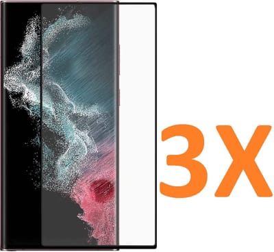 Volledige Glasplaatje Geschikt voor: Samsung Galaxy S22 Ultra - Full Screenprotector 3x - screen protector - volledige glas - bescherming - beschermglas - ZT Accessoires