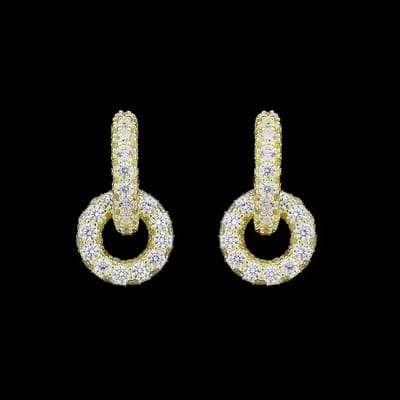 Victoria Valenza Goudkleurige Cirkel Oorbellen met Zirkonia Stenen - Oorhangers - Goudkleurig - Zirkonia