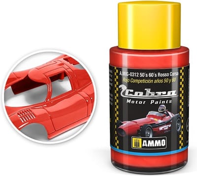 AMMO by Mig Jimenez Hobbyverf Acrylverf - MIG 0312 Cobra Motor Paints - 50#039 60#039 Rosso Corsa - Matt - Acryl - 30ml Verf potje - 30 ml