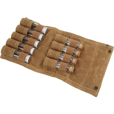 Kruidenflessen Tas Opvouwbaar Draagbaar Seizoenen Opbergtas met 9 Flessen voor Camping Barbecue Picknick brown