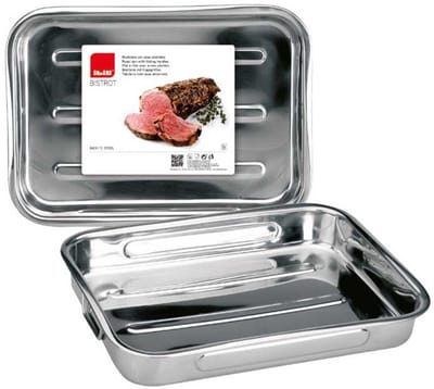 Ibili 651845 Plat à rôtir en Inox avec anses pliantes 48x34x7 cm Bistrot