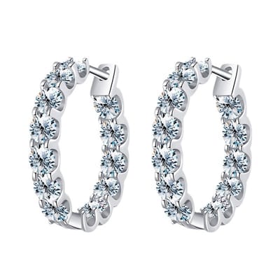 Lumici® Exclusive | Royal Eternity Moissanite Hoops - 2.60 Carat Totaal - 13x 0.10CT per Oorbel - GRA Gecertificeerd - Witgoud Gerhodineerd S925 - Luxe Full Circle - Voor Haar - Moederdag - Valentijnscadeau - Verrassing - Goud & Rhodium