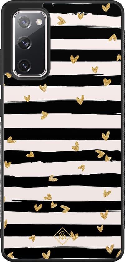 Casimoda® hoesje - Geschikt voor Samsung Galaxy S20 FE - Hart Streepjes - Zwart TPU Backcover - Gestreept - Zwart