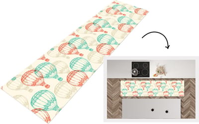 Keukenloper - Loper keuken - Vintage - Luchtballon - Kind - Design - 200x50 cm - Keukenloper vinyl