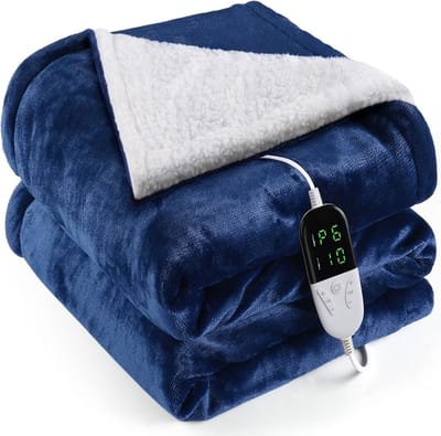 ApexArte® Elektrische Deken 2 Persoons - Warmtedeken Elektrisch - Extra Zacht - Blauw
