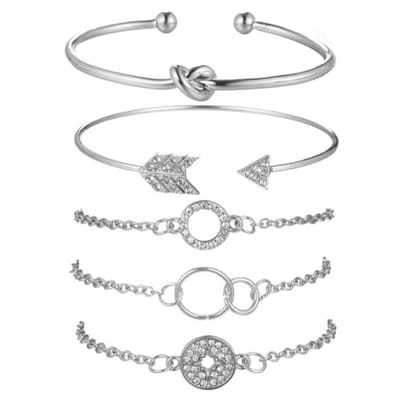 Zilveren Armband Dames Bangle - set 5 - SEVEND®