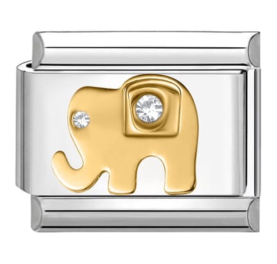 Quiges - Schakel - Bedel - 9mm - charms - Olifant - Geschikt voor - armband - Schakelarmband - italy bedels armband