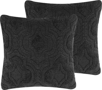 PAIKA - Sierkussen set van 2 - Donkergrijs - 45 x 45 cm - Katoen