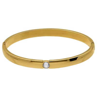 Lucardi - Dames Stainless steel goldplated bangle met zirkonia voor dames - Armband - Staal - Goudkleurig