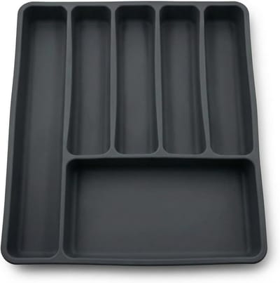 Dailygoods- Bestekbak 6-vaks - Siliconen - Duurzaam - Lichtgewicht - Vaatwasserbestendig - 40x32x3,5 cm - Bestekorganizer