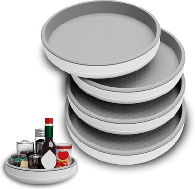 Famanu - Set van 4 stuks, 25 cm antislip luie Susan draaitafel-organizers voor pantry organisatie en opslag, keuken, kast, koelkast, badkamermeubel, organisatie onder de gootsteen